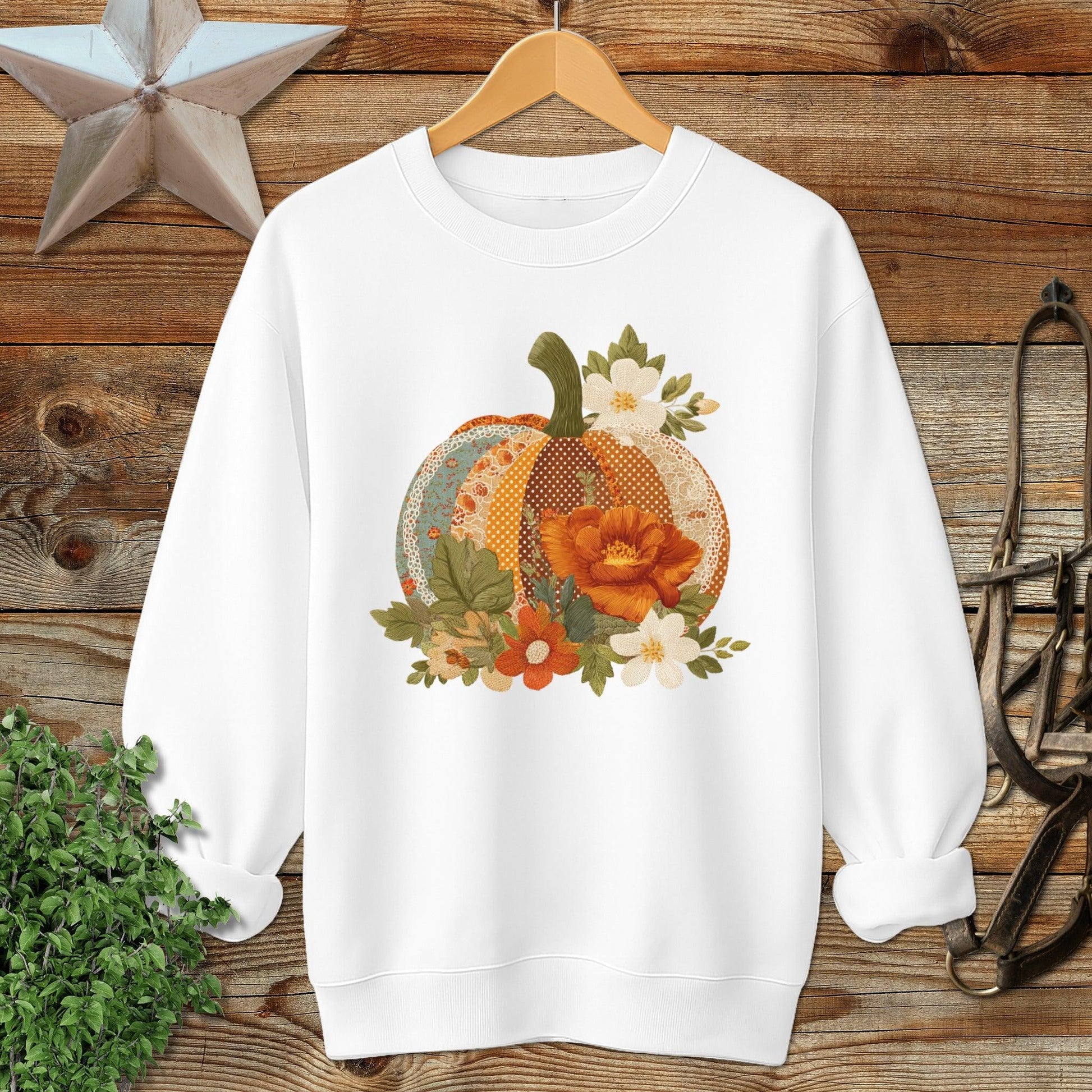 Faux Embroidery Fall Pumpkin Sweatshirt