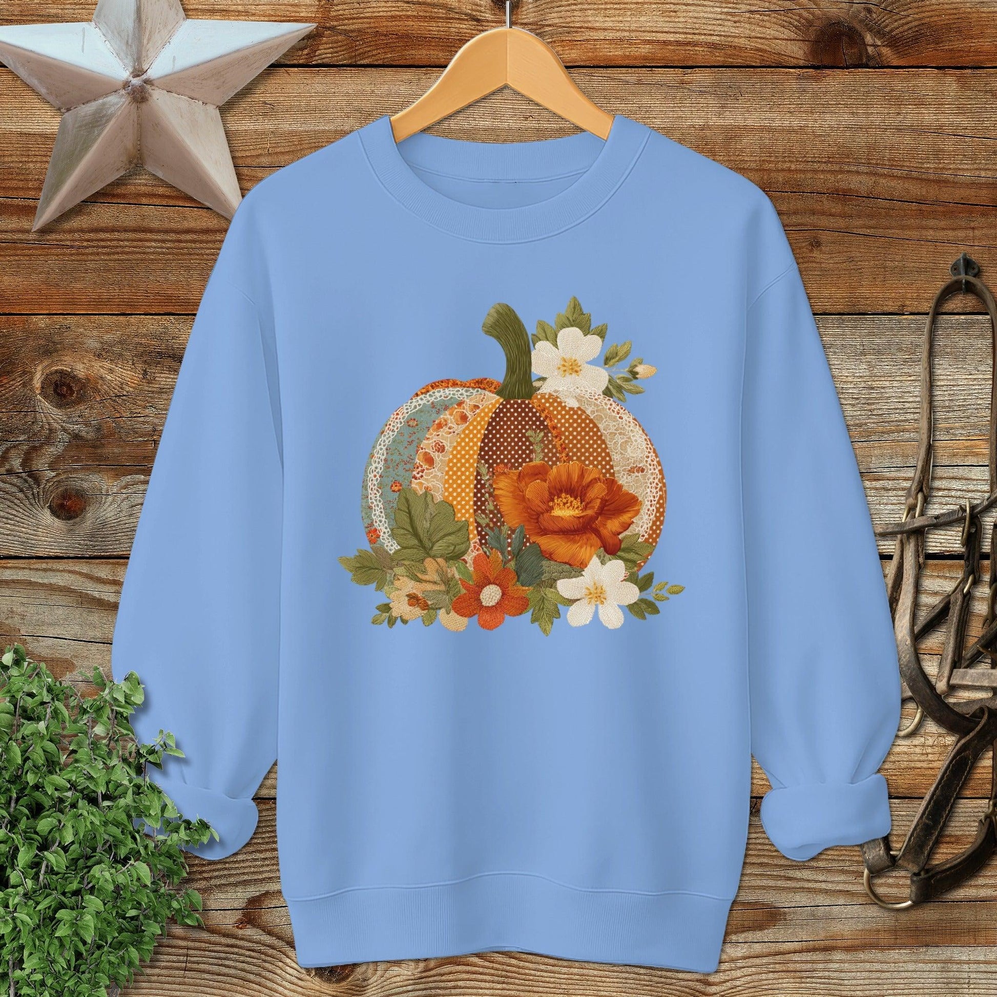 Faux Embroidery Fall Pumpkin Sweatshirt