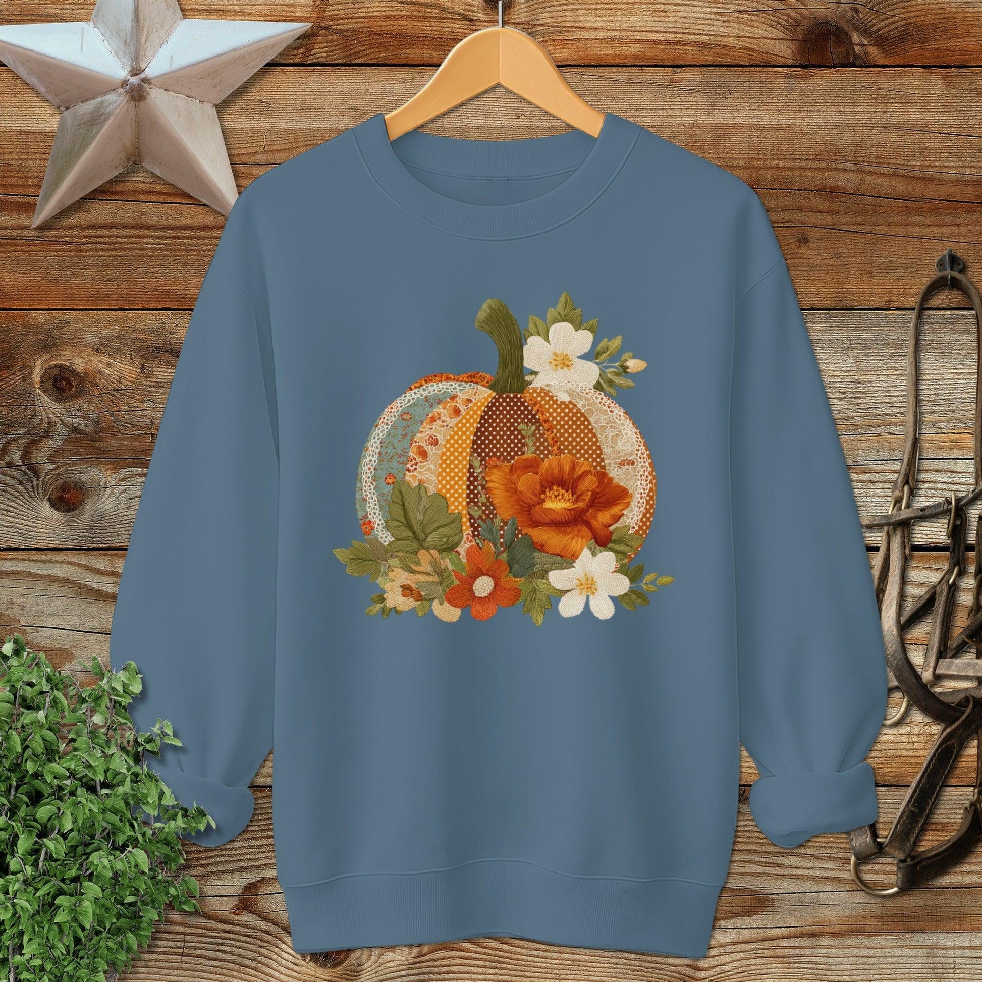Faux Embroidery Fall Pumpkin Sweatshirt