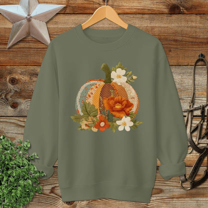 Faux Embroidery Fall Pumpkin Sweatshirt