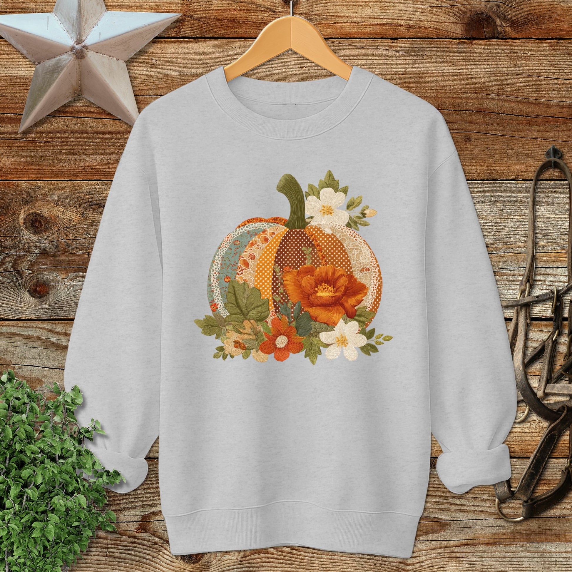 Faux Embroidery Fall Pumpkin Sweatshirt