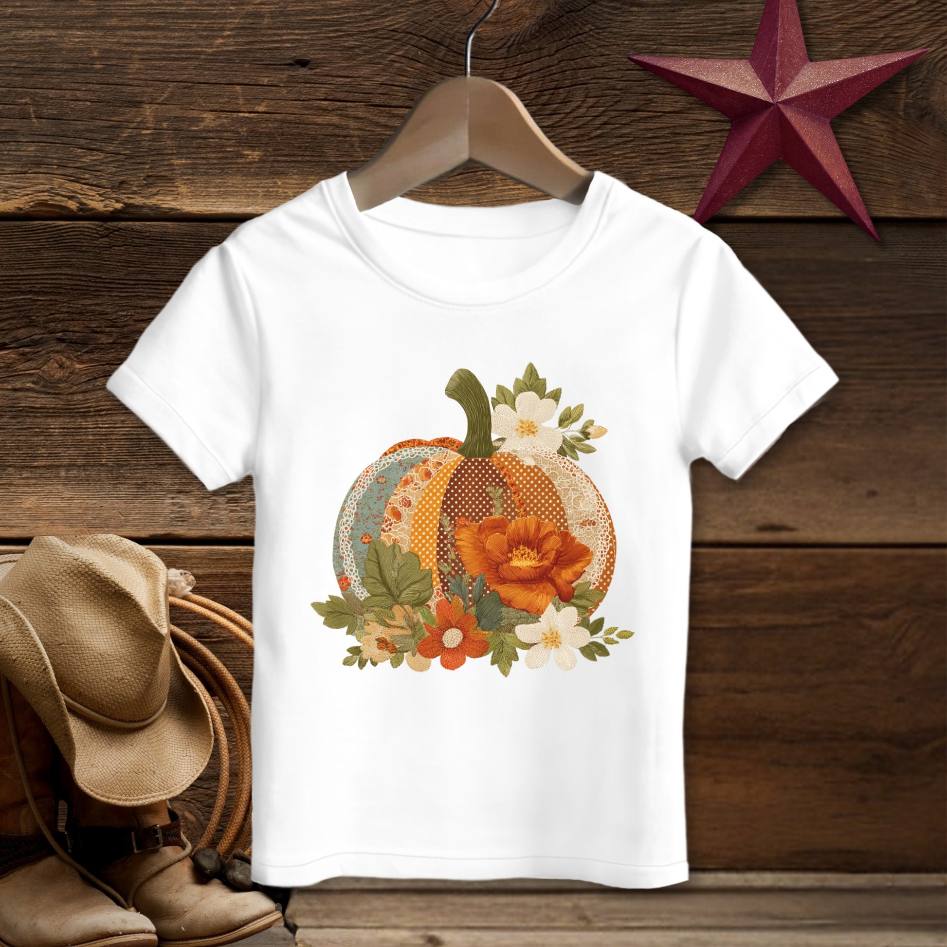 Faux Embroidery Fall Pumpkin T-Shirt (Toddler)