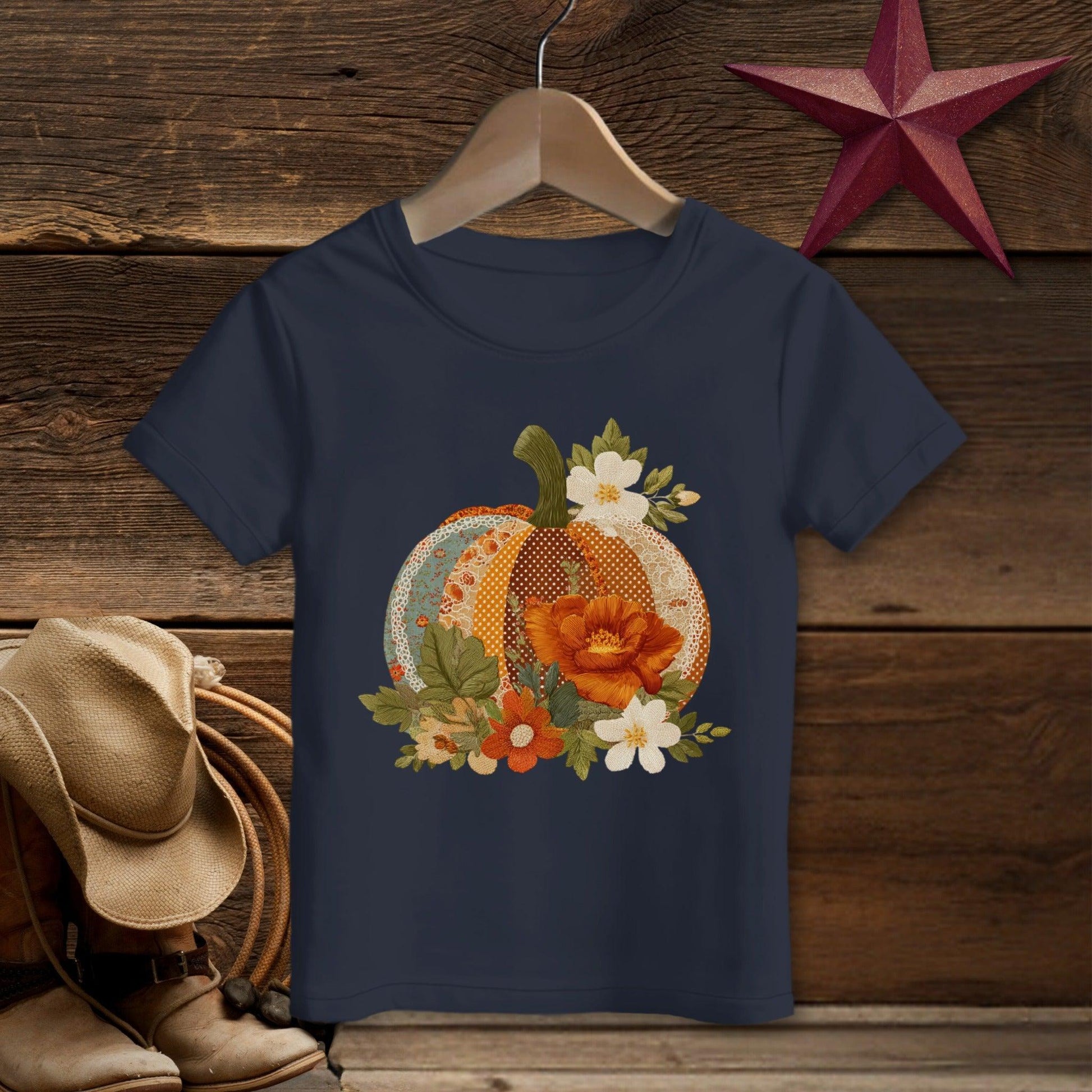 Faux Embroidery Fall Pumpkin T-Shirt (Toddler)