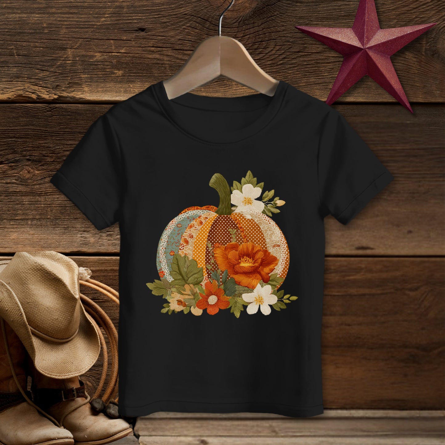 Faux Embroidery Fall Pumpkin T-shirt (Toddler)
