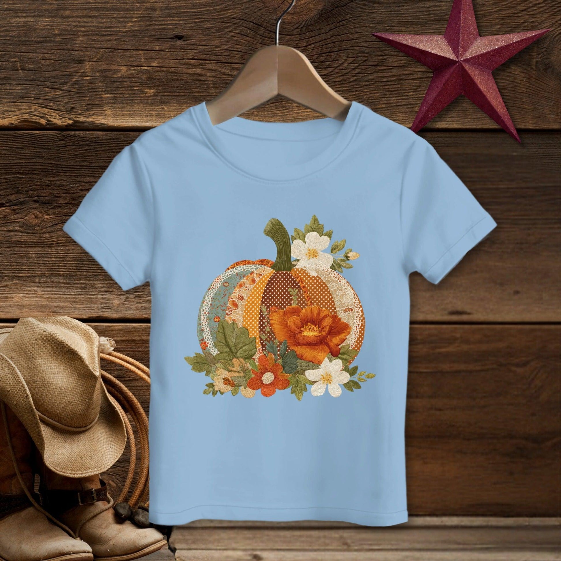 Faux Embroidery Fall Pumpkin T-Shirt (Toddler)
