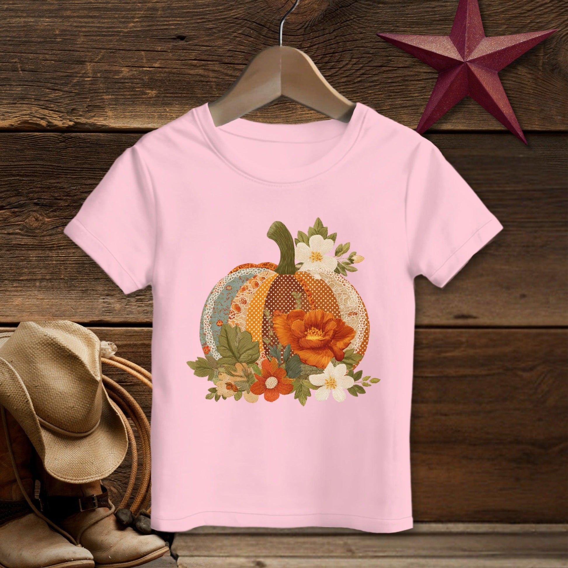 Faux Embroidery Fall Pumpkin T-Shirt (Toddler)