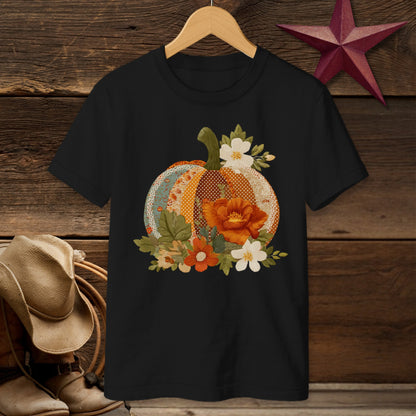 Faux Embroidery Fall Pumpkin T-shirt (Youth)
