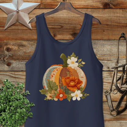 Faux Embroidery Fall Pumpkin Tank Top