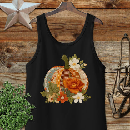 Faux Embroidery Fall Pumpkin Tank Top
