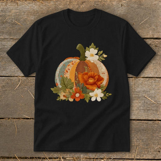Faux Embroidery Fall Pumpkin Youth Tee
