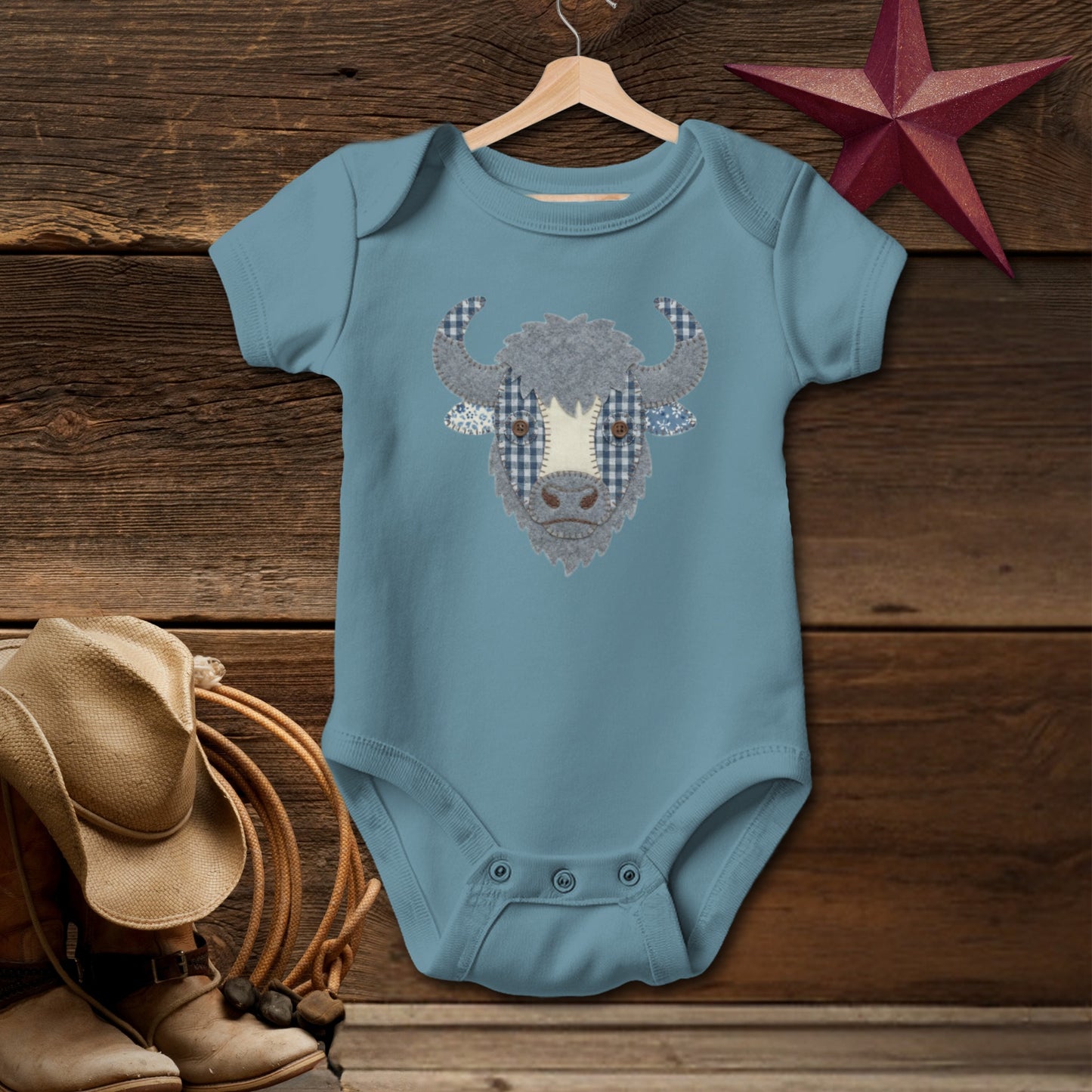 Faux Patchwork Bison Bodysuit (Baby)