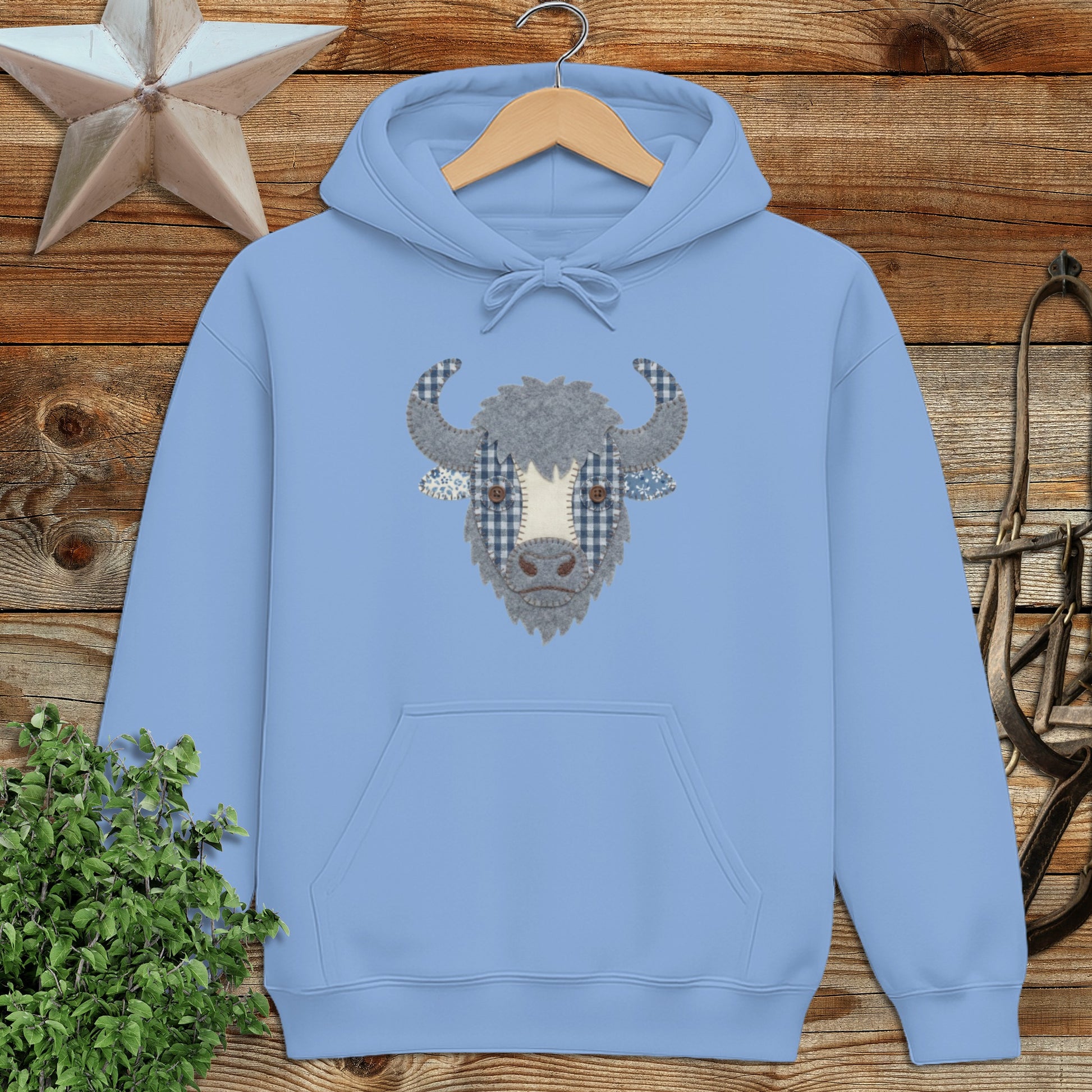 Faux Patchwork Bison Hoodie