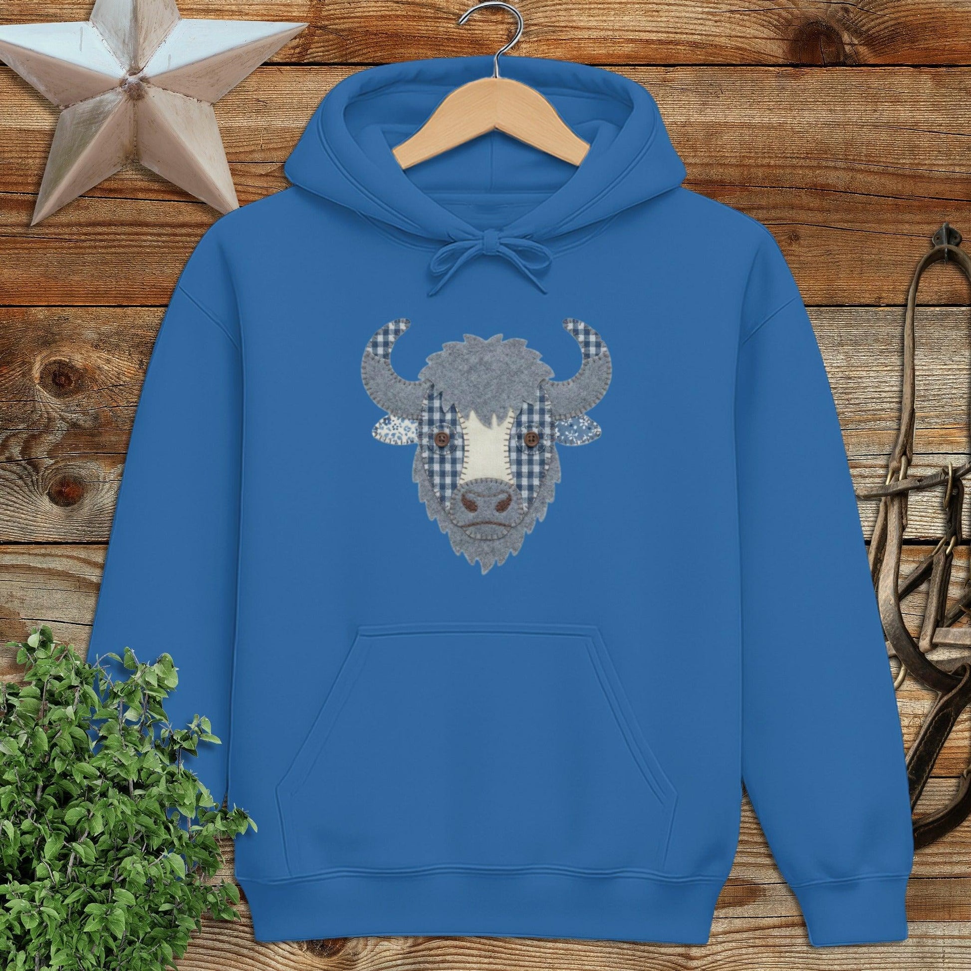 Faux Patchwork Bison Hoodie