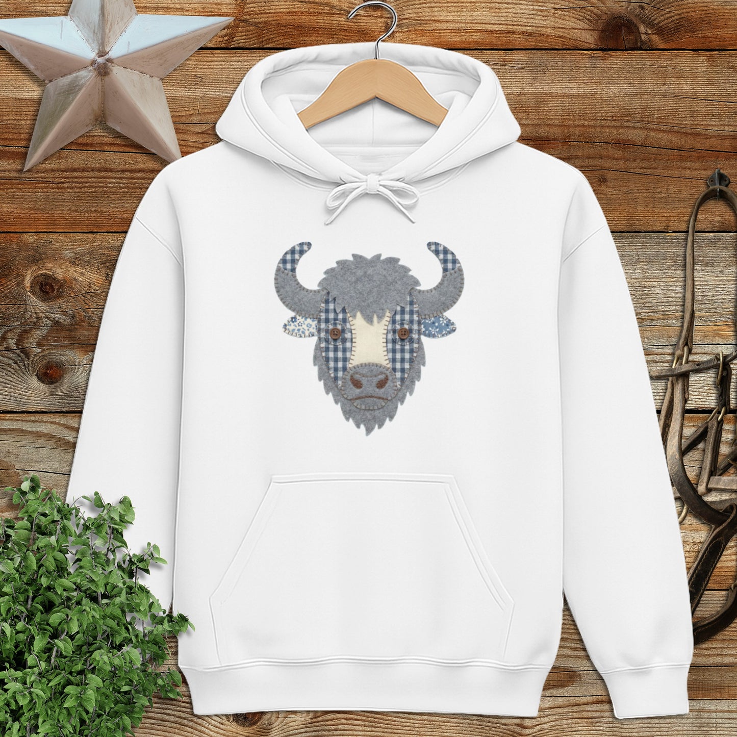 Faux Patchwork Bison Hoodie