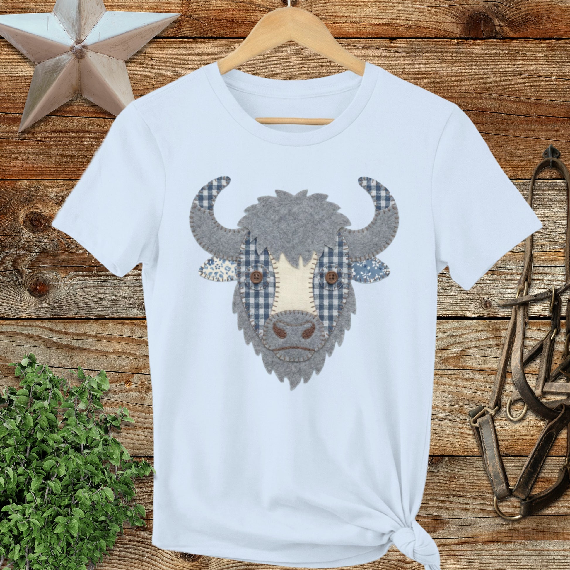 Faux Patchwork Bison Ladies Tee