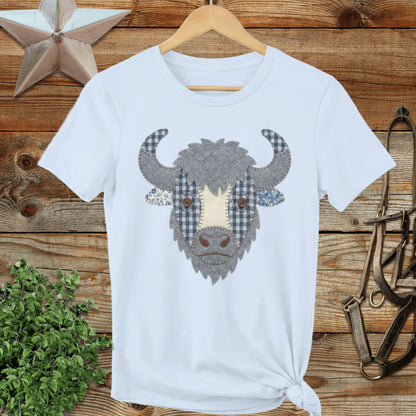 Faux Patchwork Bison Ladies Tee