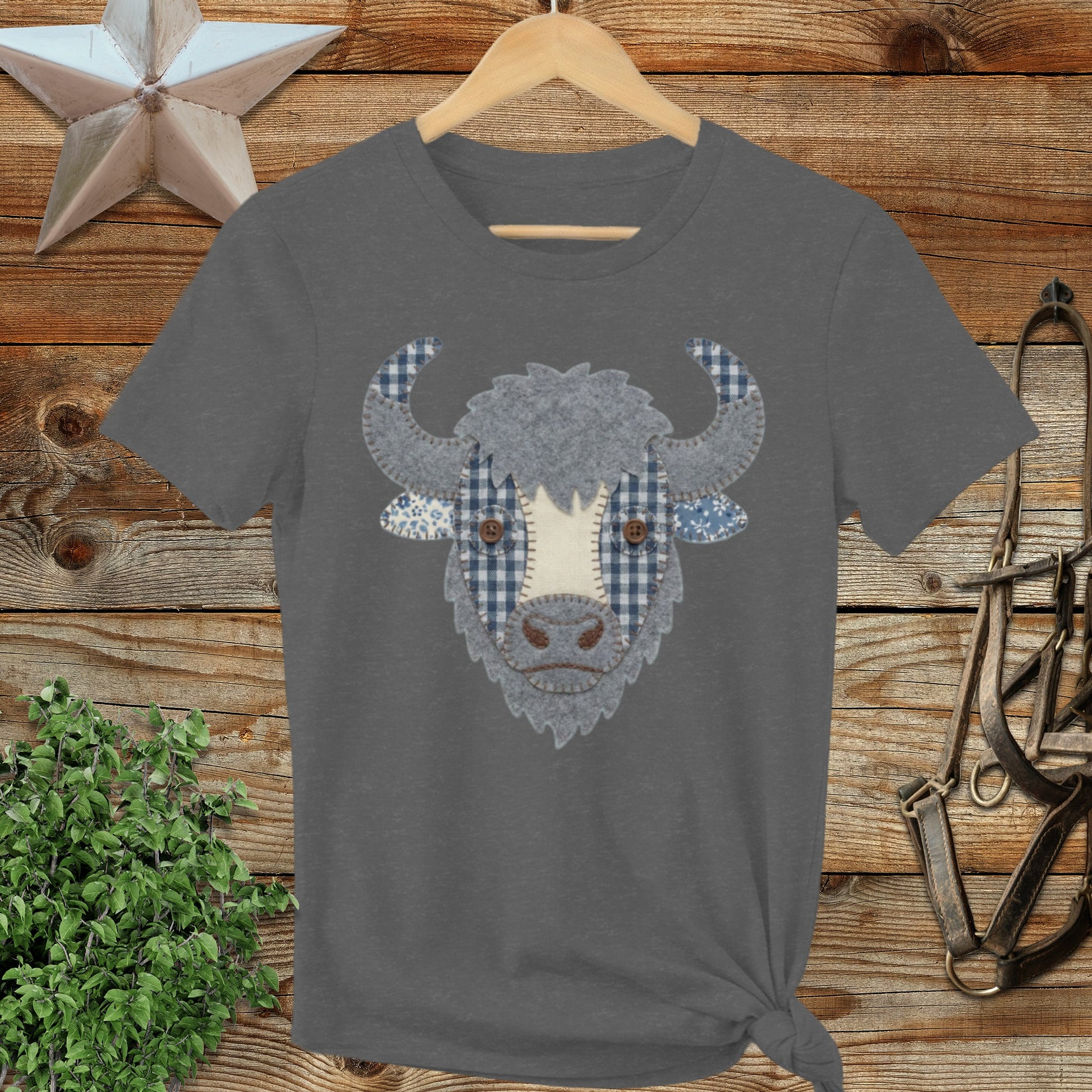 Faux Patchwork Bison Ladies Tee
