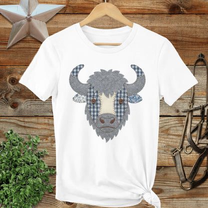 Faux Patchwork Bison Ladies Tee