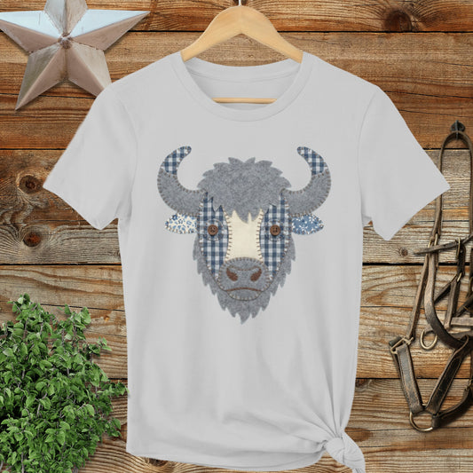Faux Patchwork Bison Ladies Tee