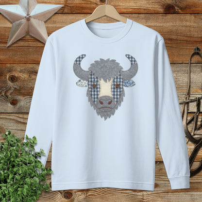 Faux Patchwork Bison Long Sleeve Tee