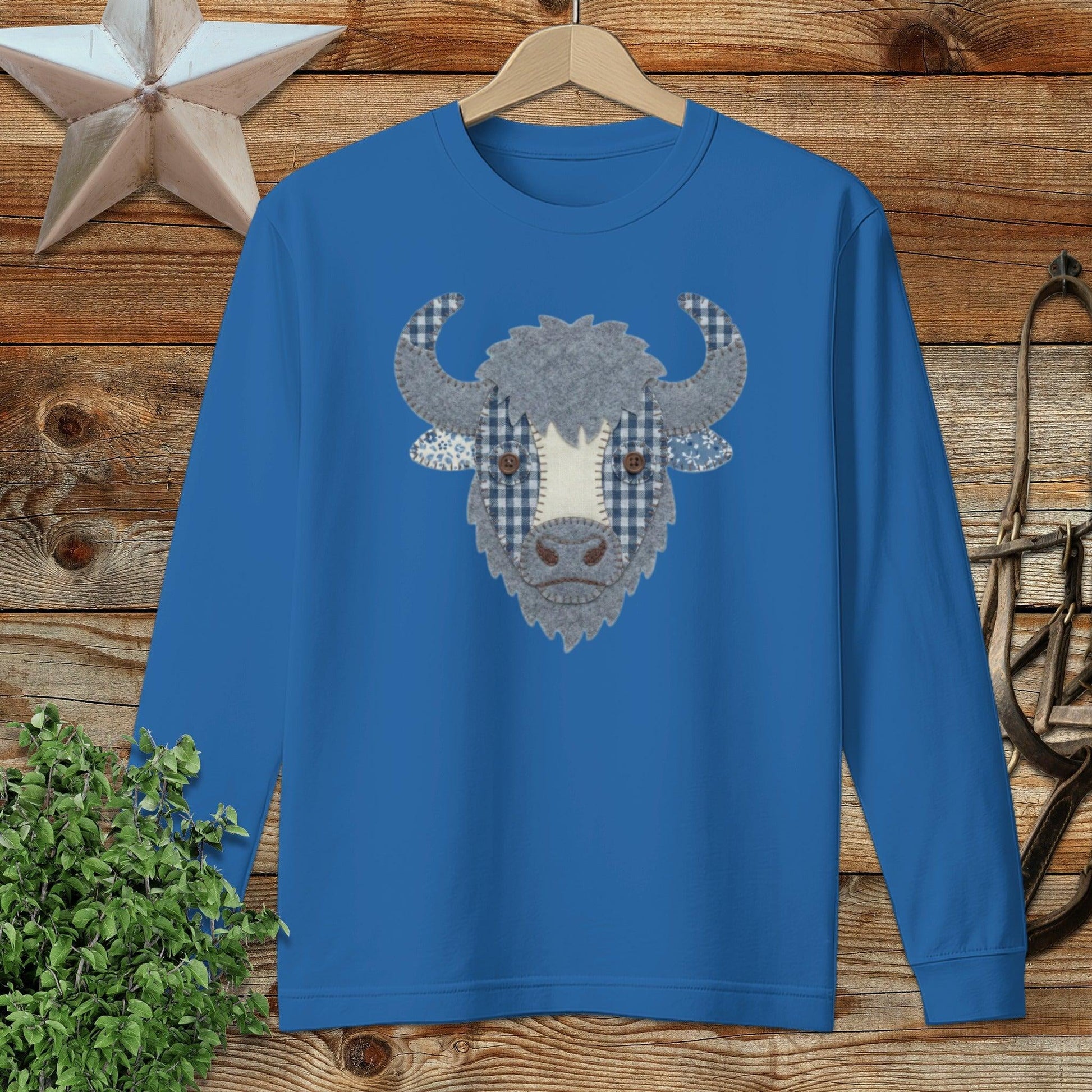 Faux Patchwork Bison Long Sleeve Tee