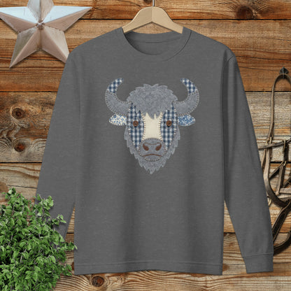 Faux Patchwork Bison Long Sleeve Tee