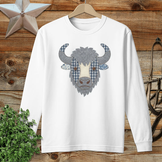 Faux Patchwork Bison Long Sleeve Tee