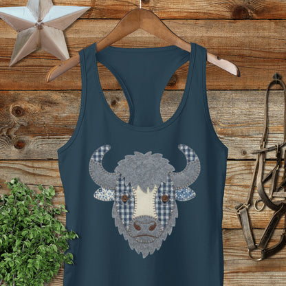 Faux Patchwork Bison Racerback Tank