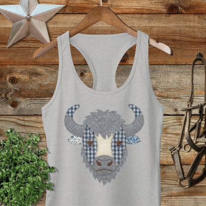 Faux Patchwork Bison Racerback Tank