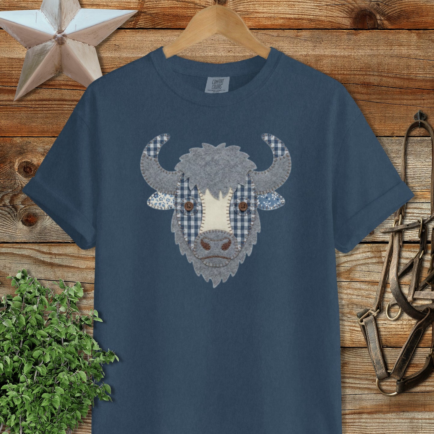 Faux Patchwork Bison Signature Tee