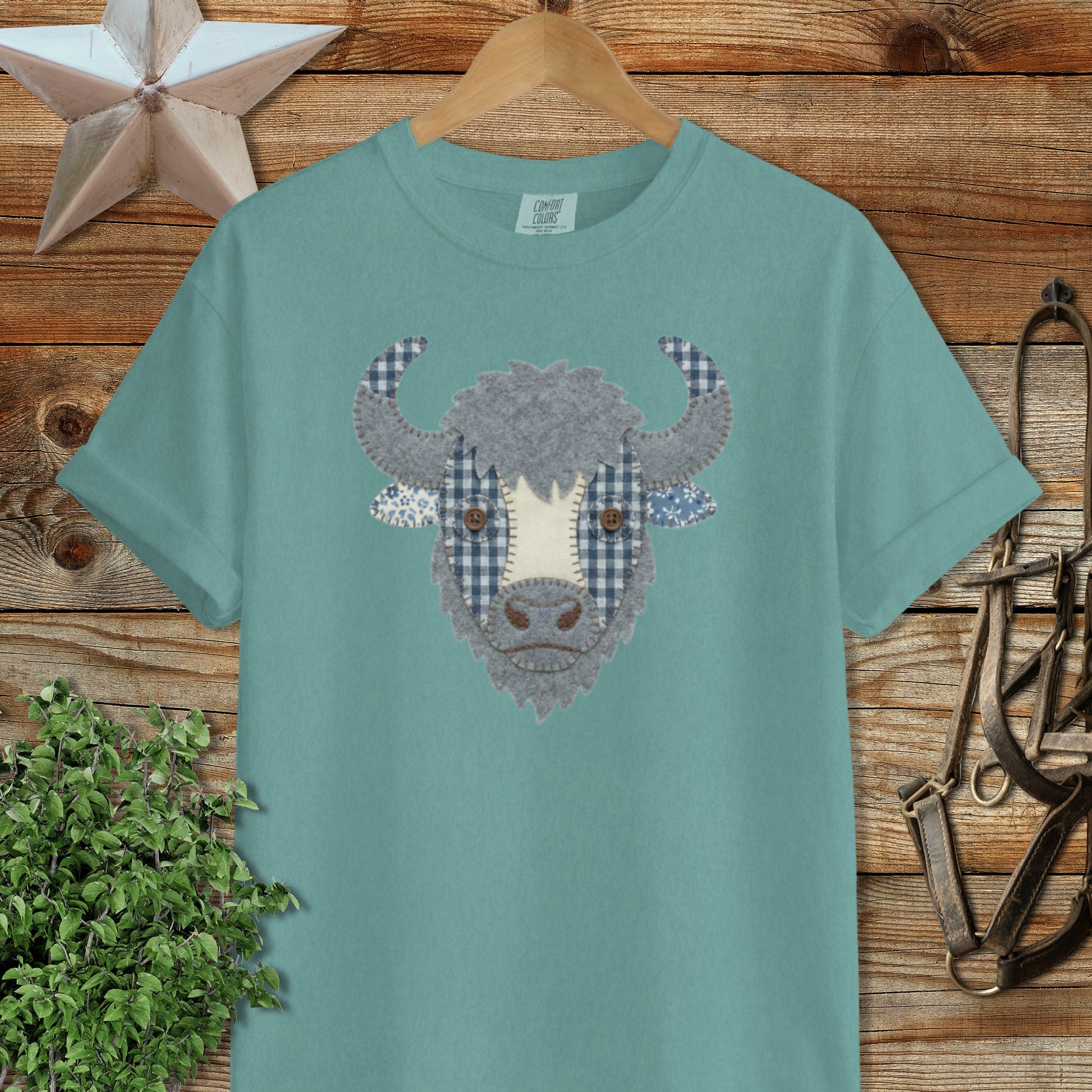 Faux Patchwork Bison Signature Tee