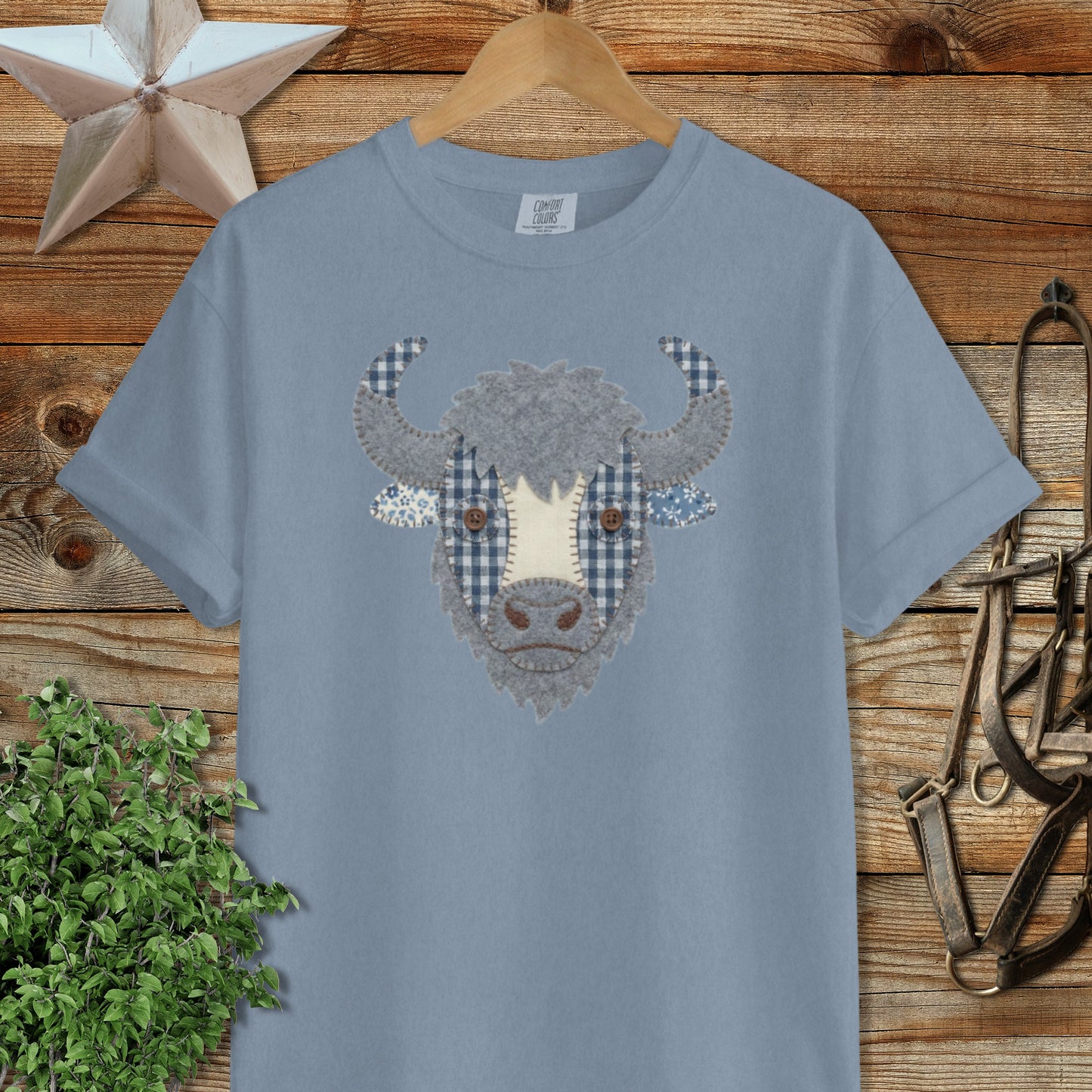 Faux Patchwork Bison Signature Tee