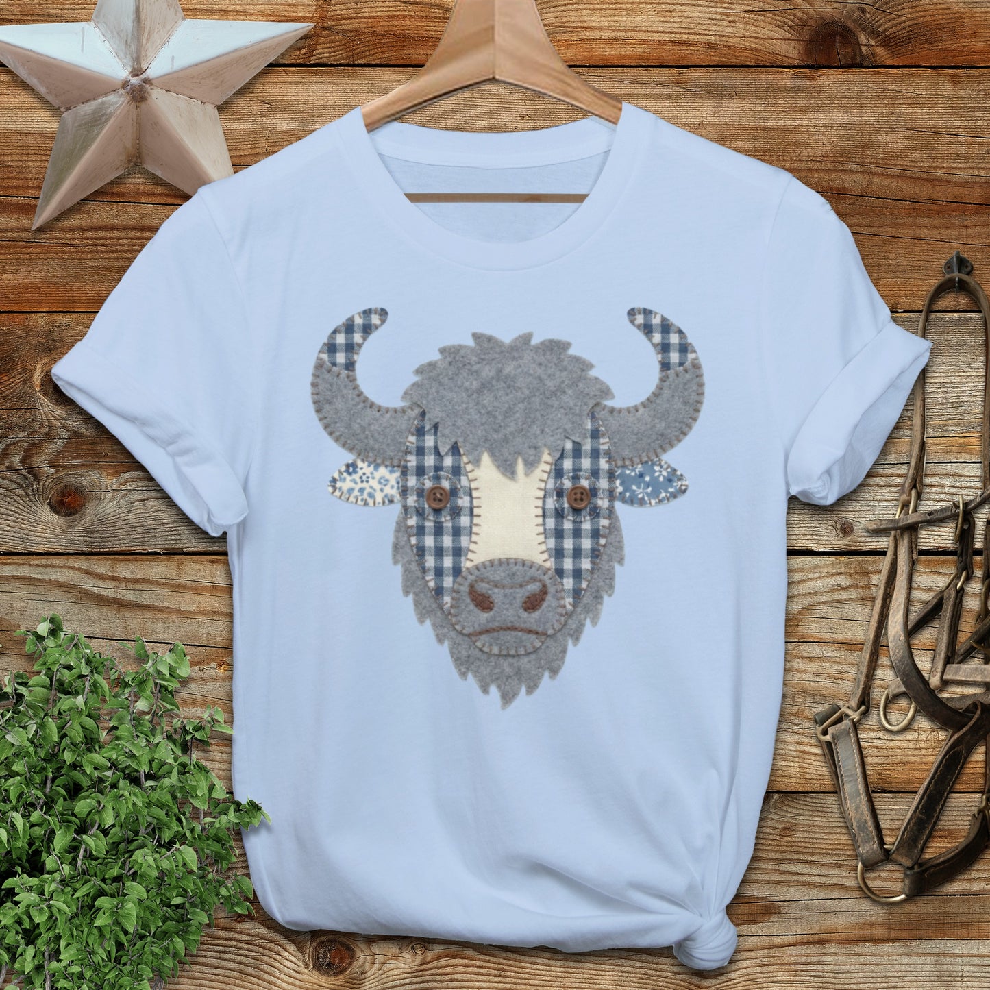 Faux Patchwork Bison Softstyle Tee