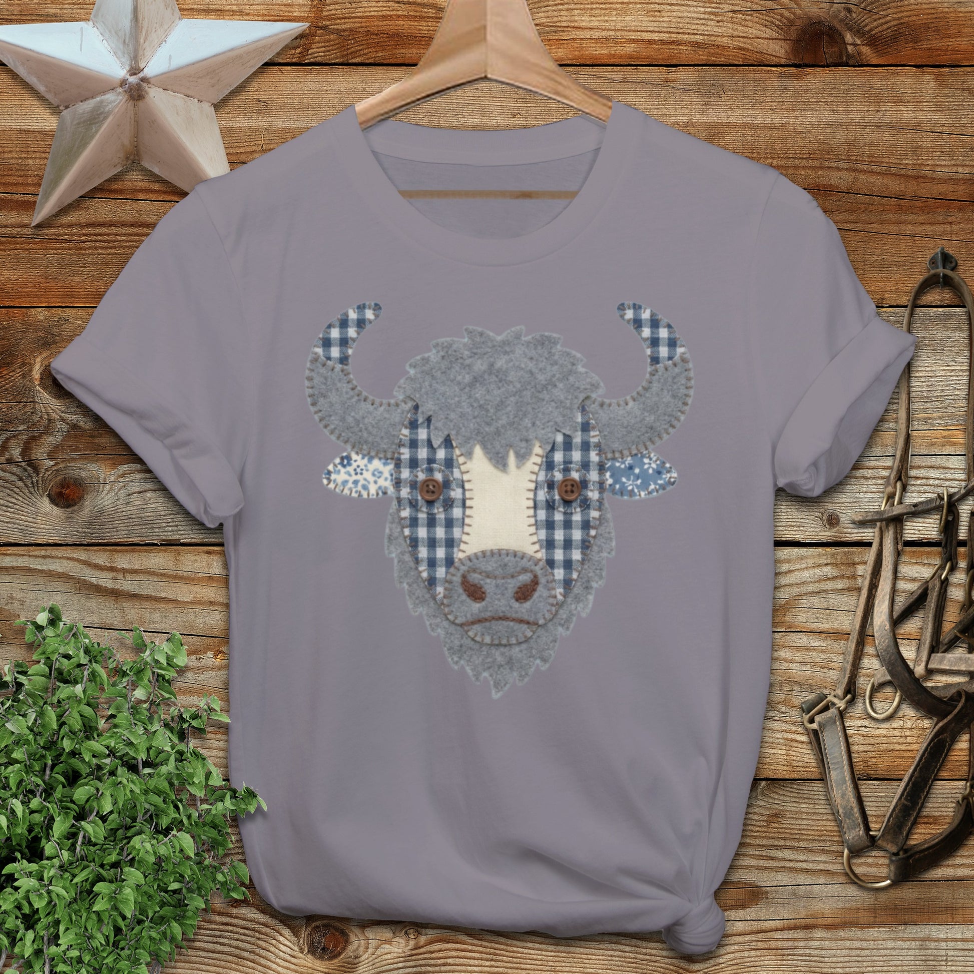 Faux Patchwork Bison Softstyle Tee