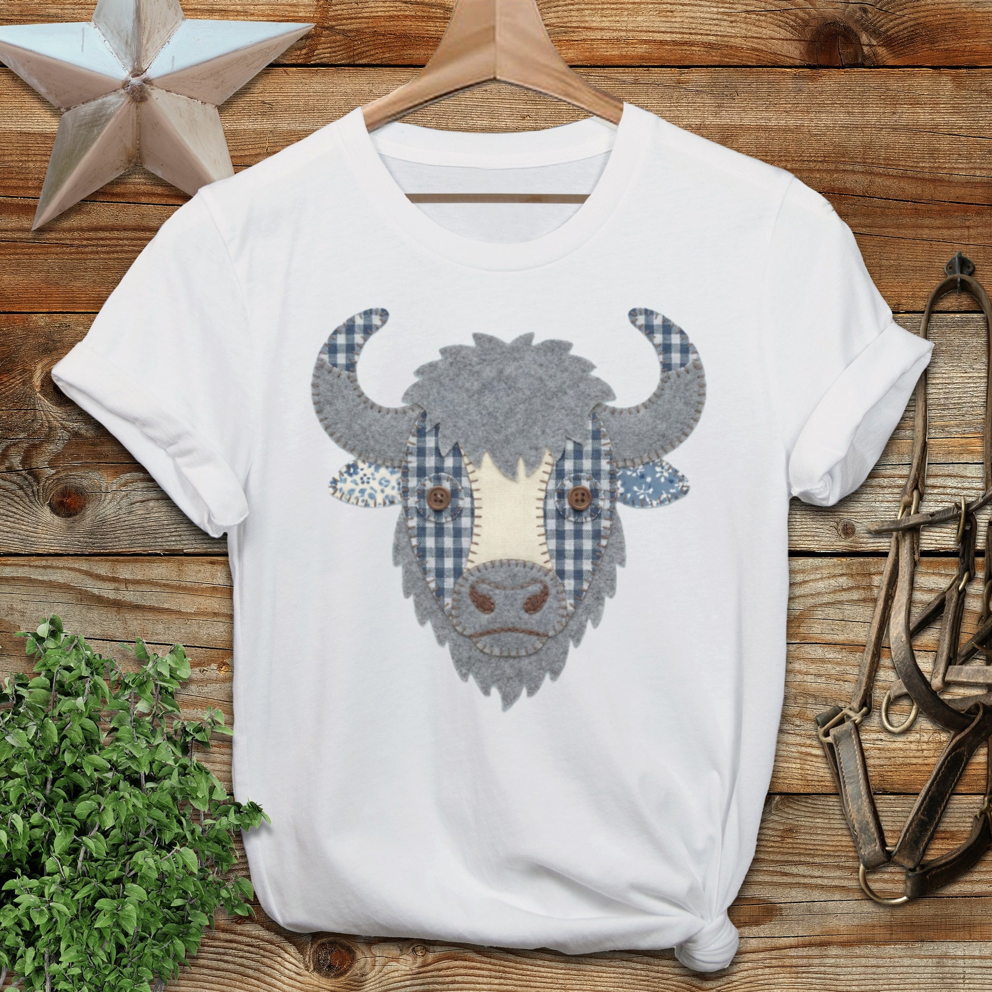 Faux Patchwork Bison Softstyle Tee