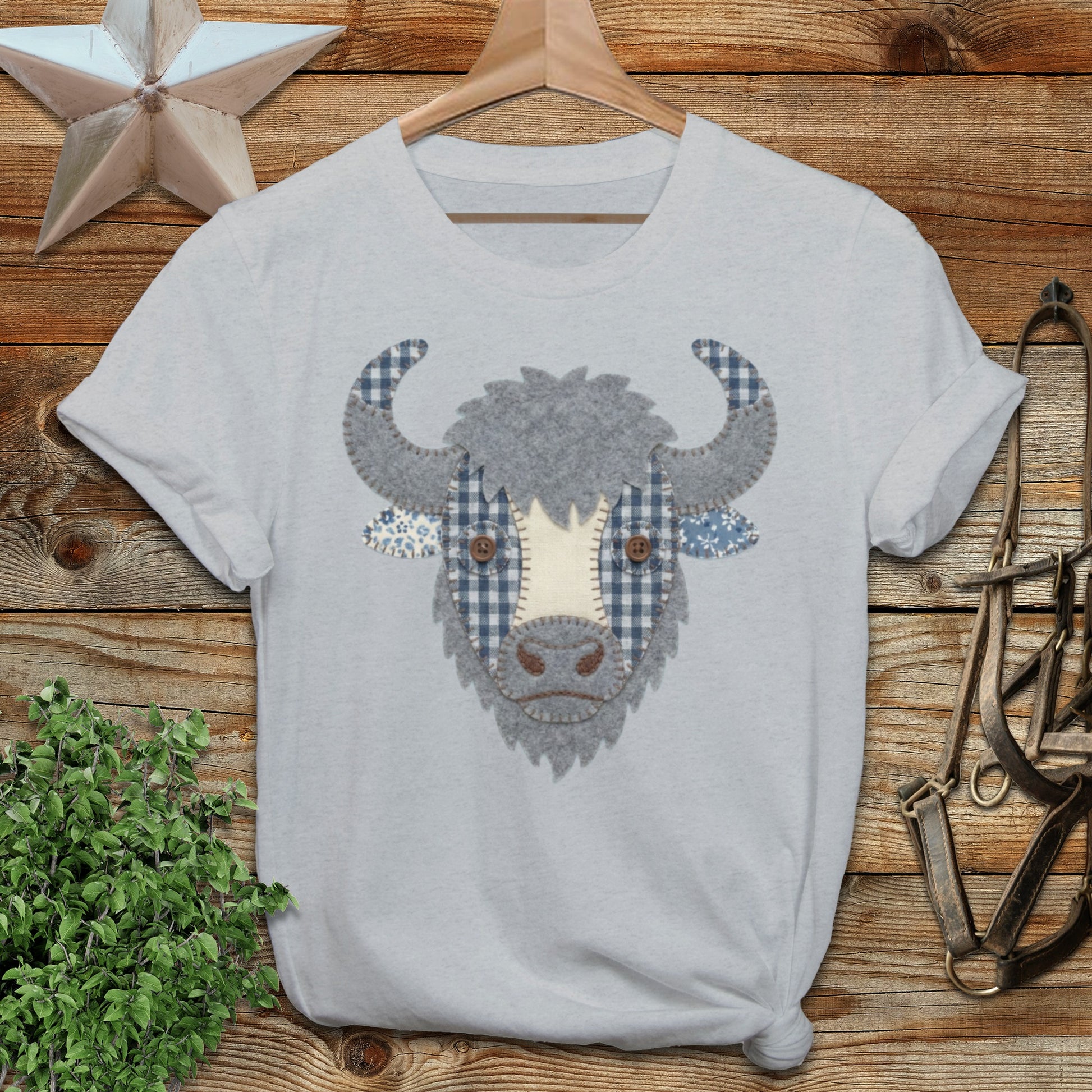 Faux Patchwork Bison Softstyle Tee
