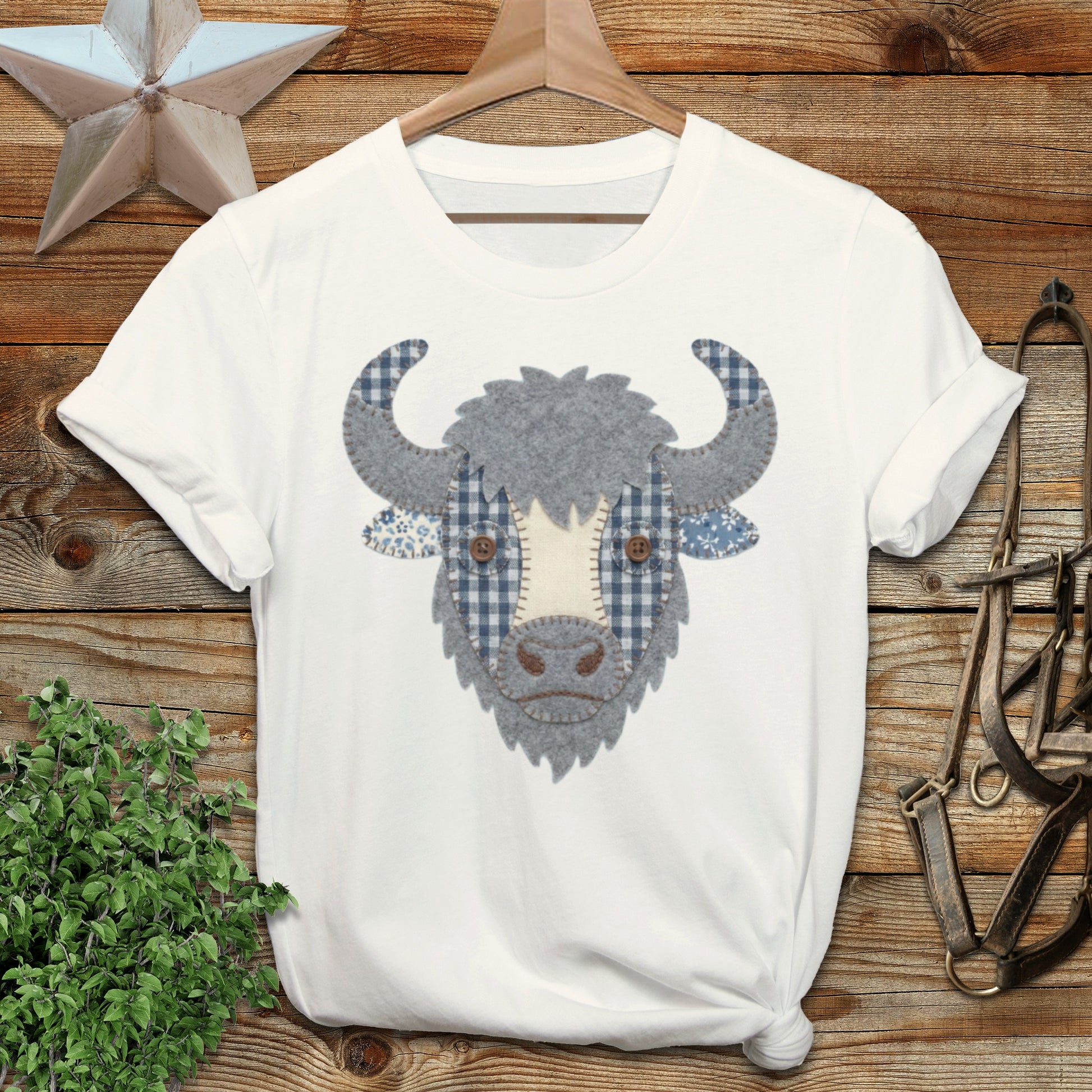 Faux Patchwork Bison Softstyle Tee