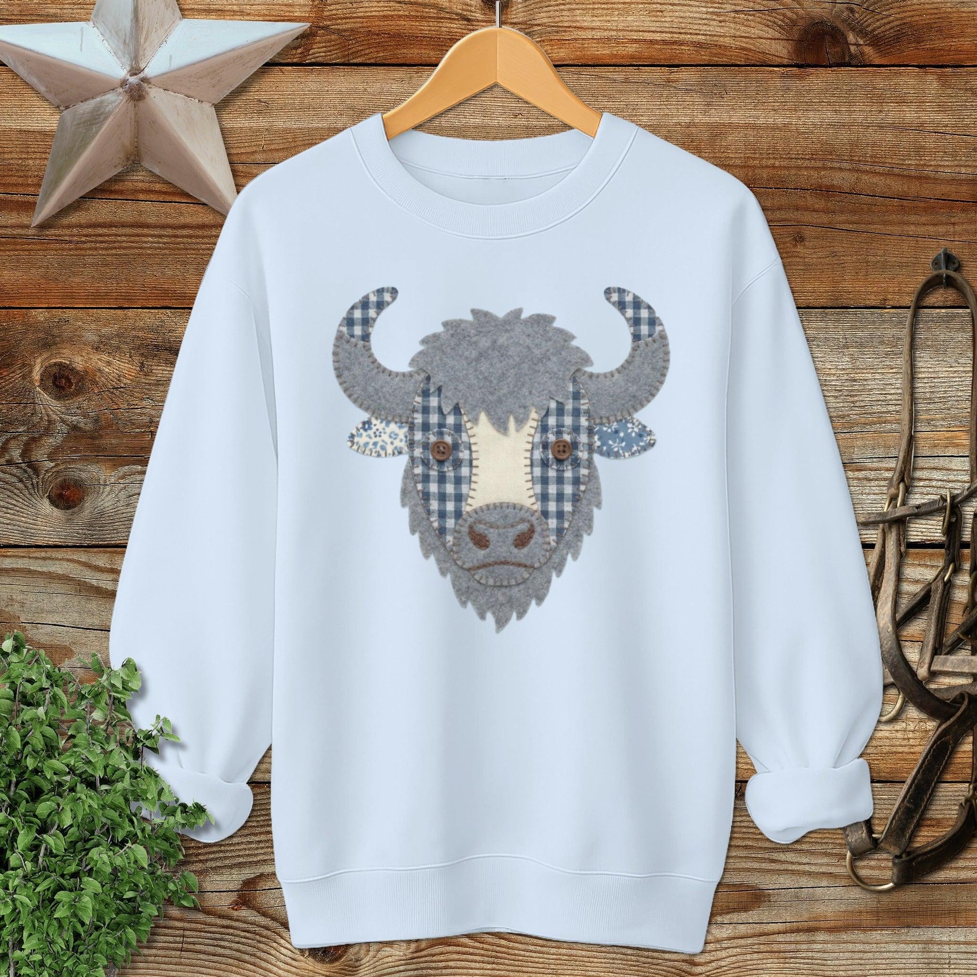 Faux Patchwork Bison Sweatshirt