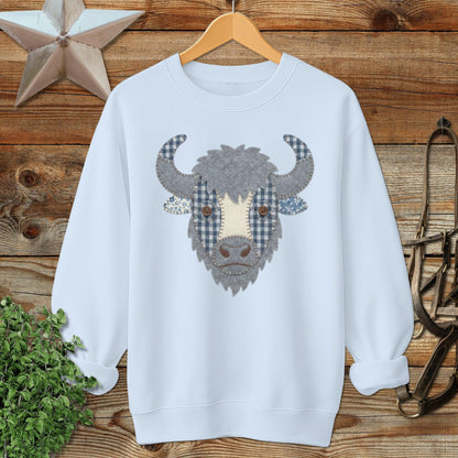 Faux Patchwork Bison Sweatshirt