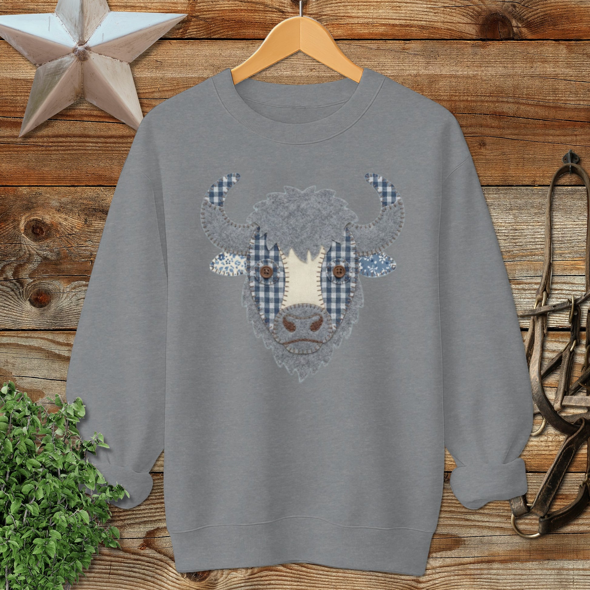 Faux Patchwork Bison Sweatshirt