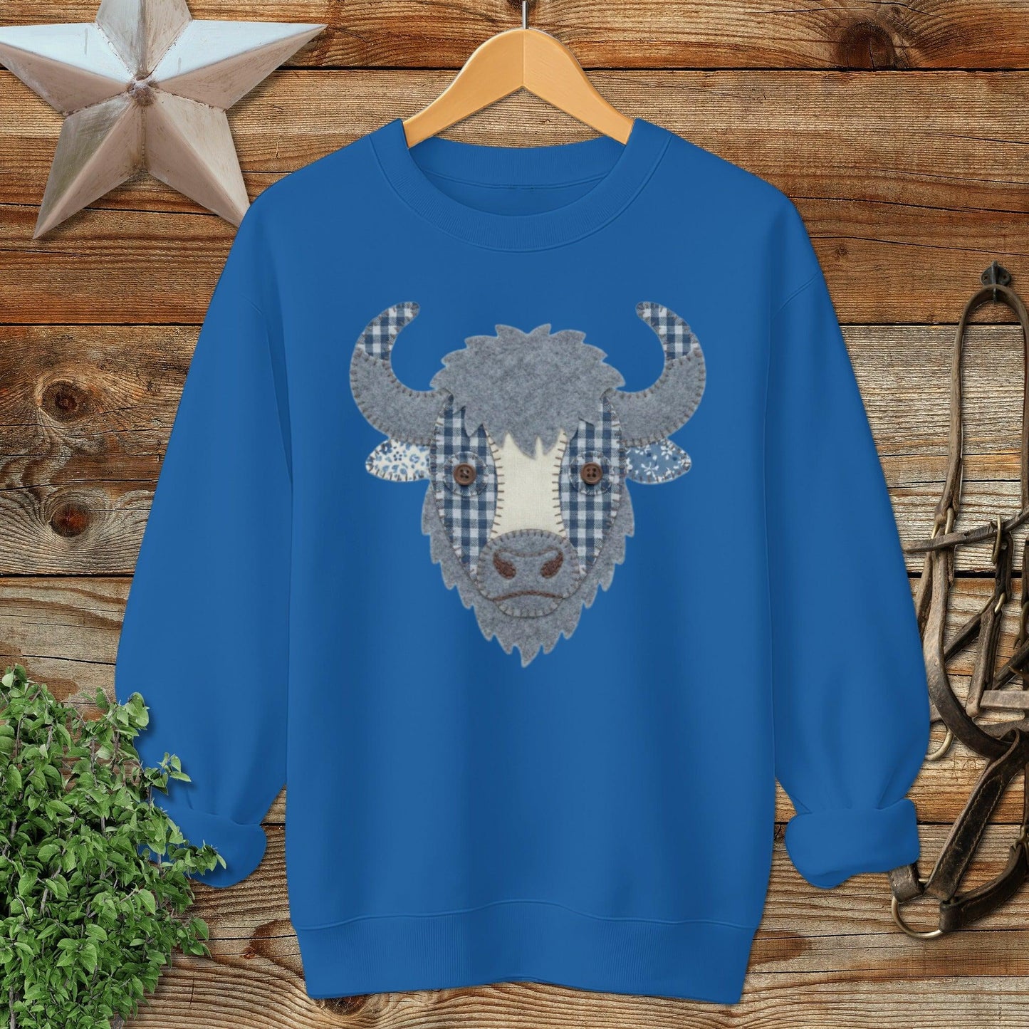 Faux Patchwork Bison Sweatshirt