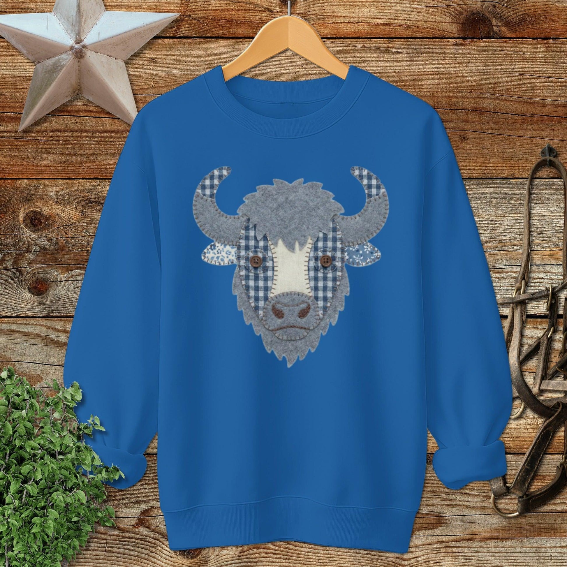 Faux Patchwork Bison Sweatshirt