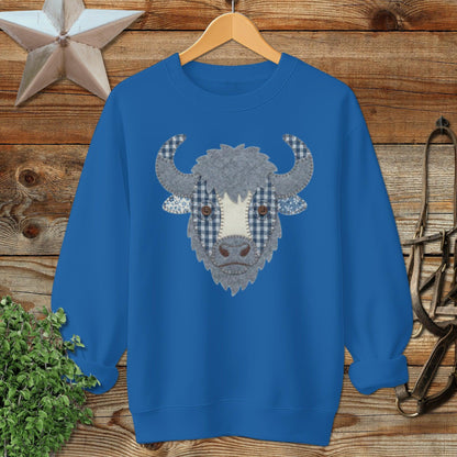 Faux Patchwork Bison Sweatshirt
