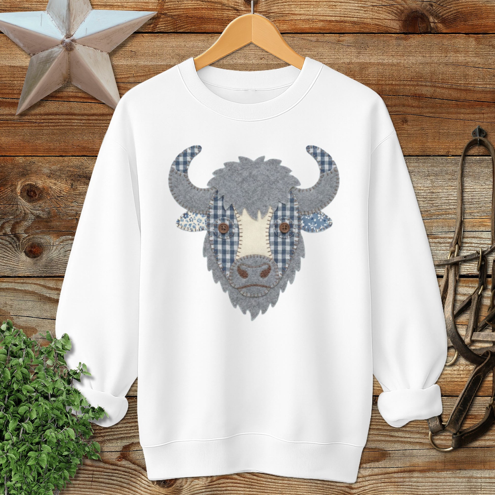 Faux Patchwork Bison Sweatshirt