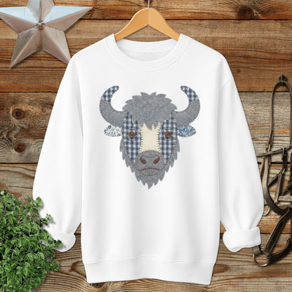 Faux Patchwork Bison Sweatshirt