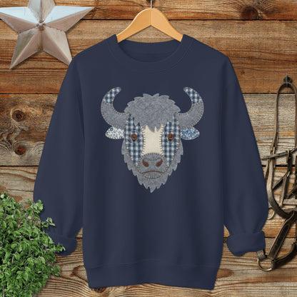 Faux Patchwork Bison Sweatshirt