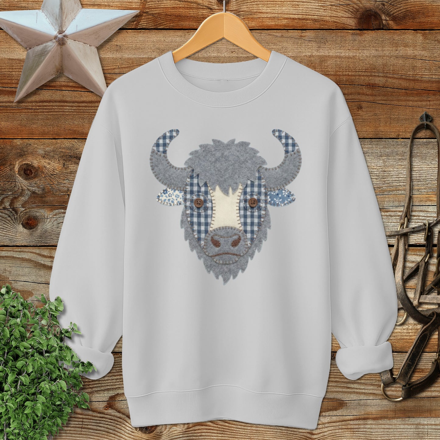 Faux Patchwork Bison Sweatshirt