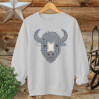 Faux Patchwork Bison Sweatshirt