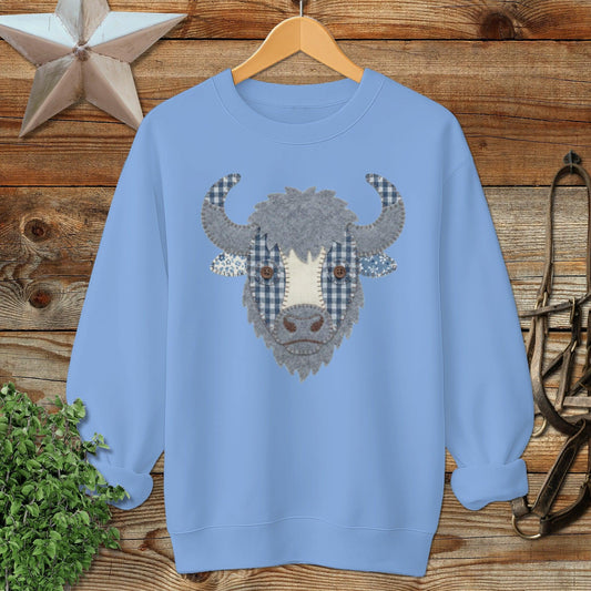 Faux Patchwork Bison Sweatshirt