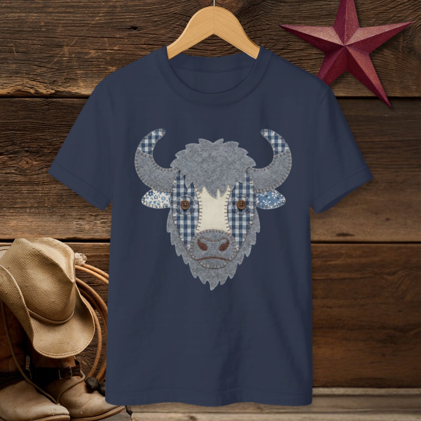 Faux Patchwork Bison T-shirt (Youth)